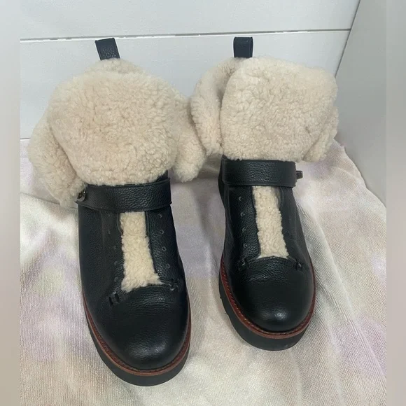 Coach Urban Hiker shearling boots in black leather - size 11 - Picture 2 of 8